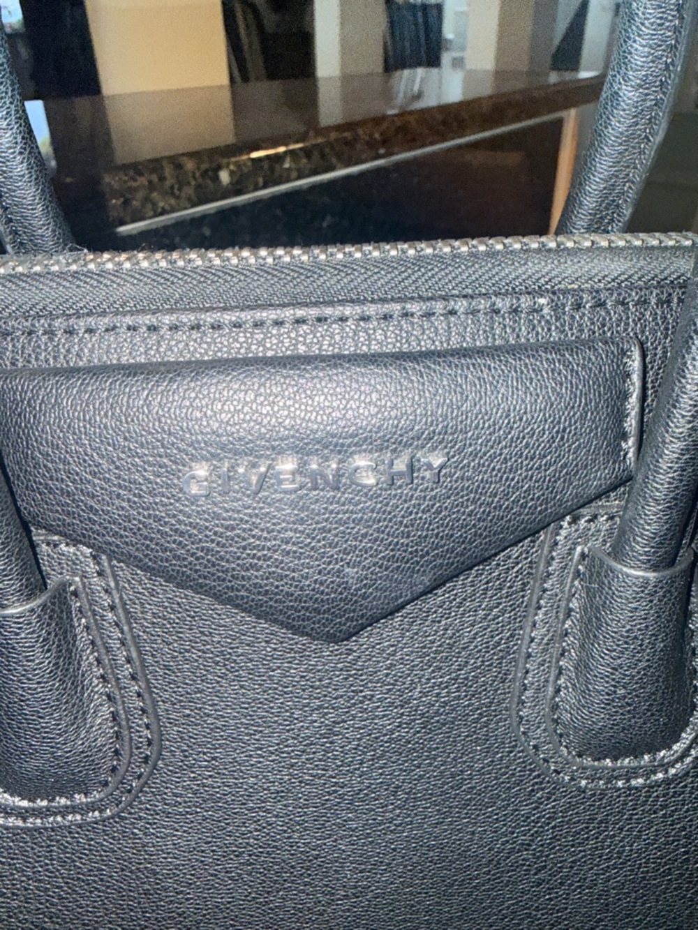 Antigona Black Leather Mini Satchel with Top Handles - Picture 3 of 6